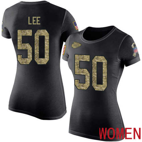 Women Kansas City Chiefs #50 Lee Darron Black Camo Salute to Service NFL T Shirt